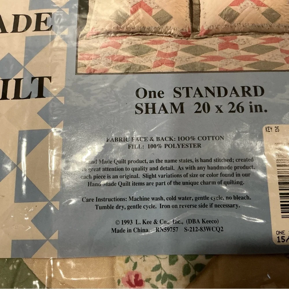 Vintage hand made southwest quilted one standard sham grannycore floral 20x26